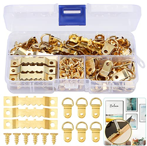 DazSpirit Bilderhaken Bildaufhänger Set, 235-teilig mit D-Ringen, Schrauben | Bildaufhänger Set mit Zackenaufhängern für Haus Büro Foto Bild Malerei Hängen, Bilderbefestigung, Bilder Aufhängen