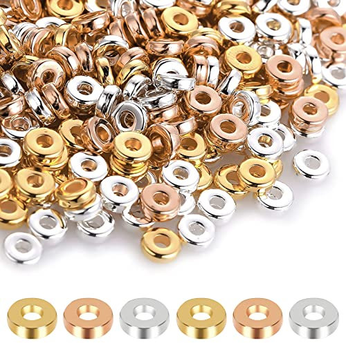 Flache Runde Abstandsperlen Heishi Beads CCB Zwischenperlen, 2x6mm Rondelle Spacer Perlen Armband Halskette Schmuckherstellung Basteln DIY Handwerk (3000 Stück)