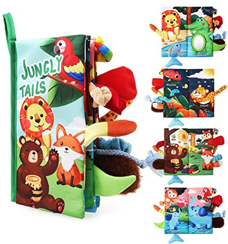 JoyPlus Babybuch Baby Spielzeug ab 0 6 12 Monate, Sensorisches Knisterbuch Baby Bücher, 3D Bilderbuch Stoffbücher Fühlbuch Knisterbuch mit Raschelpapier, Quiet Book Geschenk für Jungen Mädchen