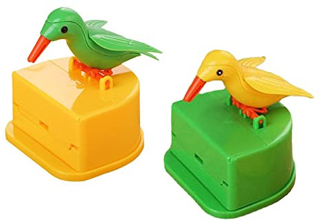 QYWyuan 2 Pcs Toothpick Dispensers Bird Shaped Automatic Toothpick Boxes Bird Push Toothpicks Holders for Dining Tables Living Rooms Study Rooms Parties