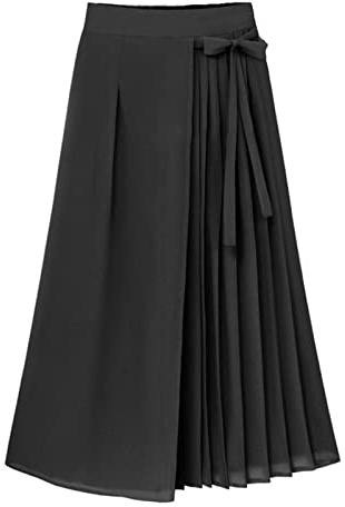 MKIUHNJ Jupe-culotte grande taille, mousseline plissée, L, Noir