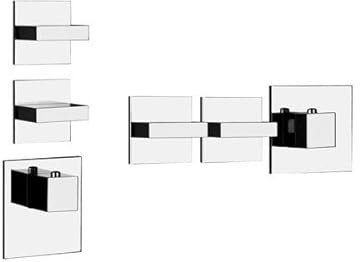 Gessi Rettangolo, set pronto con 2 vie separate, rosette singole, 43214, Colorazione: Nero XL