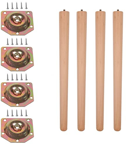 4 Stück Massivholz Möbelfüße Holz Tischbeine Sofafüße Schräger Konisch Ersatz Schrankfüße für Couchtisch Schreibtische Stühle Esstisch Bett,mit Montageplatten,Schraube (25cm(9.8in))