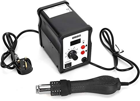 Soldering Desoldering Station, Practical 700W Digital Adjustable Hot Air Gun Standard Tool Set UK Plug 220V, Welding IC PCB Hot Air Gun with 3 Nozzles