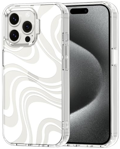 MOSNOVO für iPhone 15 Pro Max Hülle – Durchsichtige, schlanke, stoßfeste TPU+PC-Handyhülle, [6,6 Fuß Fallschutz/Anti-Abziehen] - Weißer Wirbel