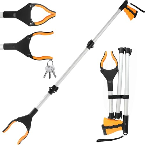 Awsuc 110cm Pinza Recoge Objetos Telescopica, Alcanzador de Objetos | con Imán y Cabeza Giratoria 360°, Pinzas Extensibles Larga para los Viejos, Discapacitados, Mujer Embarazada