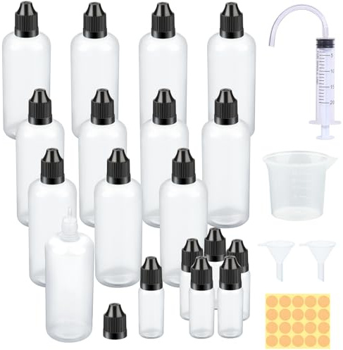 Nenull Liquid Flaschen 100ml 12 Stück Tropfflasche 6x10ml Leere Quetschflasche Plastikflaschen Dropper Bottle Liquid Behälter mit Kindersicherung Deckel Gratis Trichter Messbecher Transfer Pipette