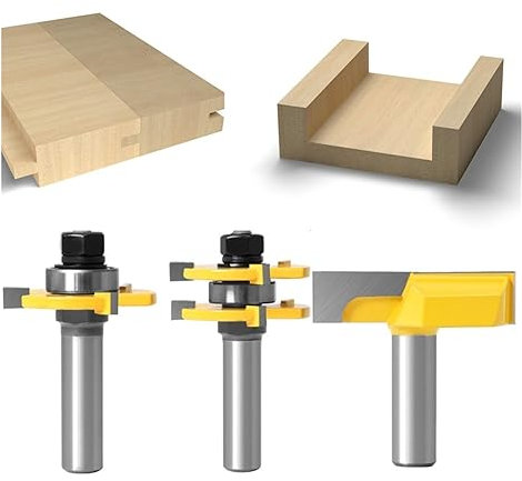 2-teiliges Nut- und Feder-Fräser-Set + 1 Bodenreinigungs-Fräser, 12 mm 12,7 mm Schaft, Holzbearbeitungswerkzeuge aus massivem Stahl (Size : 3PCS 12.7MM SHANK)