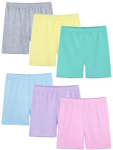 FEOEOR 6 Pack Girls Bike Shorts Cartwheel Toddler Biker Under Dress Dance Multi-Color Kids Shorts Girls Clothes Mixed Color B 4-5T