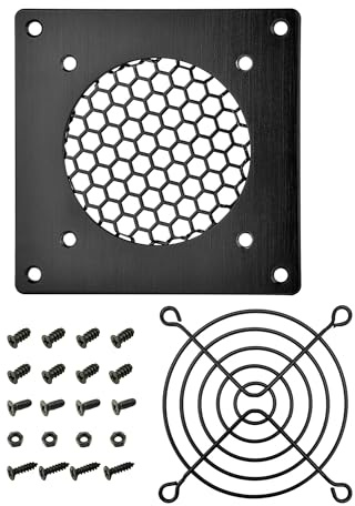 iYueMps Ventilation Grille 80mm Fan Grill Cover for PC Computer AV Electronic Cabinets(Brushed Metal,1set)