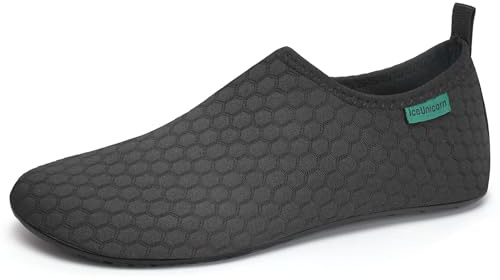 Zapatos de agua para mujer, zapatos de playa para hombre, zapatos de natación, zapatos descalzos para piscina, yoga, deportes acuáticos rápidos, calcetines acuáticos, negro (354black), 45.5/46.5 EU