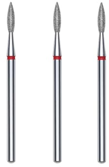 STALEKS PRO set med 3 diamantbitar för nagelband, 2,1 x 0,8 mm. Flamform (Finkorn)