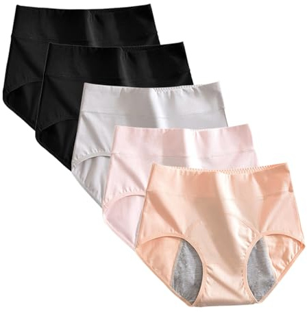 SYDUZAX Culotte Menstruelle Lot de 5 pour Femmes Jupe Culotte Femme Grande Taille sous-Vêtements Tunique Extensibles Doux Culottes Et Slips Lavable Anti-Fuite Taille Haute Culotte de Regle Hygiénique
