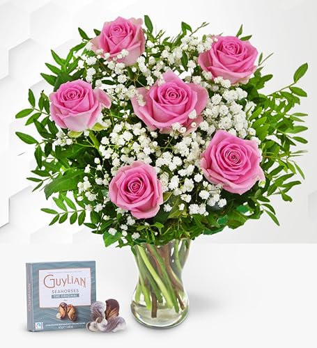Preciosas flores rosas con Chocolates - Ramo de Flores – Regalo Fresco para Cumpleaños o Día de la Madre – Arreglo de Lujo con Entrega al Día Siguiente – Sorpresa Elegante para Ella