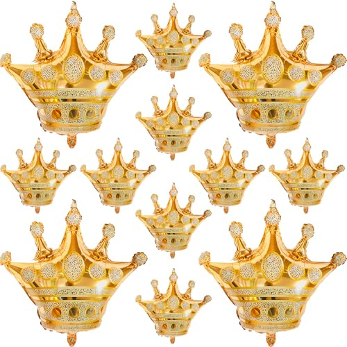 HILAVO Crown Balloons, Large Gold Foil Crown Balloons Gold Crowns Decoration for King and Queen Party Royalty Birthday Wedding Party Baby Shower Decorations Supplies
