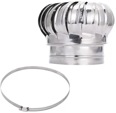 Favorit Lüftungsventilator aus Edelstahl, stromlos, Hauben-Dachventilator, 201 Edelstahl, extra Dickes Fertigprodukt mit Klemme (Größe: 110 mm x 250 mm x 250 mm)
