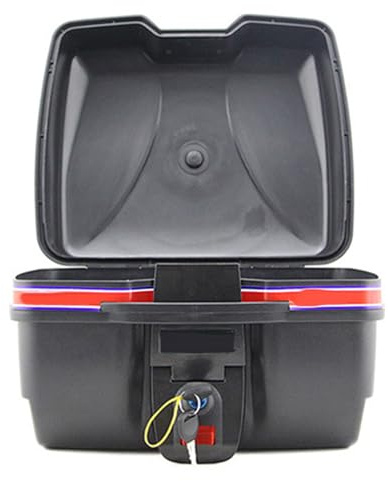 Tomotato Baúl Trasero para Motocicleta, 24 L, Baul Portacascos Negro Impermeable, Caja Superior Trasera de Motocicleta para Scooter de Vehículo Eléctrico, 35 x 24.5 x 27cm