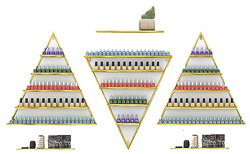 ZTZBFGM Gold,6 Piece Set, Wandmontierte Metallnagellack-Displayschrank, 5-Layer-Nagel-Nagel-Nagellackregal, Dreieckige Kosmetische Flaschenlagerbox Für Einzelhandelsgeschäfte