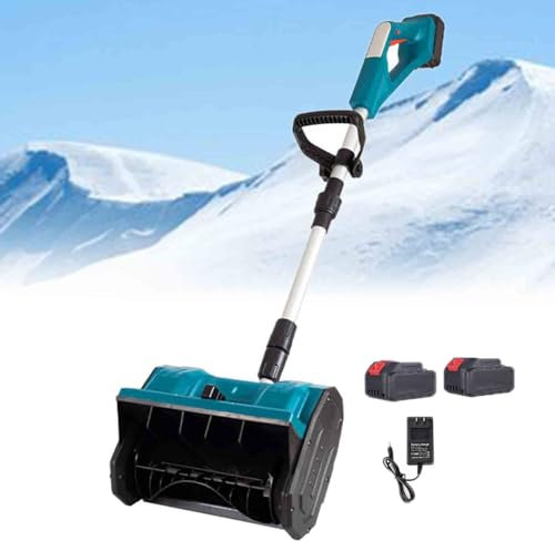 Pala Quitanieves Inalámbrica, Pala Quitanieves Eléctrica para Entrada de Vehículos con Pértiga Telescópica Ajustable, 13 de Ancho y 7,8 de Profundidad,10th-2Battery