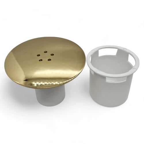 Duraplast UK™ 90mm Universal Shower Waste Replacement - Brushed Brass Finish Shower Plug Hole Cover with 115mm Diameter and Removable Hair Catcher - Fits Standard UK Shower Trays - Easy Installation
