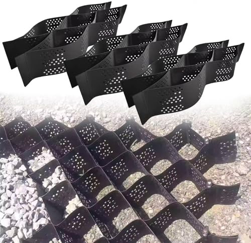 Maille géogrille réutilisable robuste pour mur de soutènement, stabilisateur de gravier avec trou de drainage, idéal pour les allées paysagères, les cours, les allées, 2 x 7,9 m