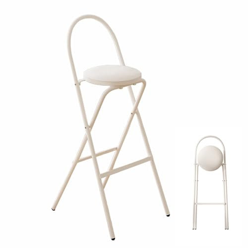 Sgabello da bar pieghevole da 76 cm, con schienale e poggiapiedi, per adulti, per casa, cucina, bancone, sedia con seduta imbottita, design pieghevole
