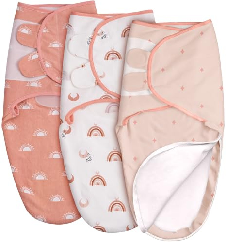GLLQUEN Baby Pucksäck baby 0–3 månader med dragkedja, 100 % ekologisk bomull baby sovsäckar för nyfödda, Oeko-tex100 sovsäck för småbarn, unisex, 3-pack linda