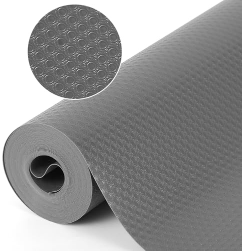 HAUSPROFI Schubladenmatte für Regale Schränke Schubladen Kühlschranke Hause Büro, 44x600cm Zuschneidbar, Transparent Grau