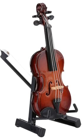 Violino In Miniatura Strumento Musicale Violino Con Supporto | Accessorio Espositivo In Legno, Oggetto Decorativo Per Studio Ufficio Casa
