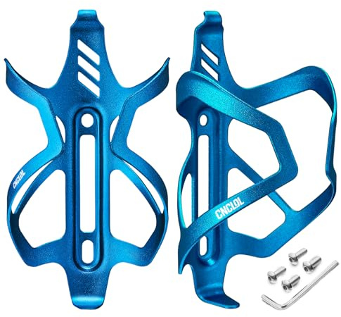 CNCLOL Bike Water Bottle Holder, Lightweight Aluminum Bicycle Bottle Cage Shockproof Design, Holds 20-32oz(500-950ml) for Road/Mountain/BMX/Kids/Gravel/Cycle (Black/Red/Blue/Orange/Purple)