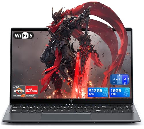 ACEMAGIC Ordenador Portátil Procesador Ryzen 7 5700U Hasta 4,3 GHz, 8 Núcleos 16 Hilos, 16GB DDR4 512GB SSD Expansión 2TB, 15,6 Pulgadas Portatil FHD, WIFI 6, BT5.2, HDMI, Type-C, USB 3.2, Laptop Gris