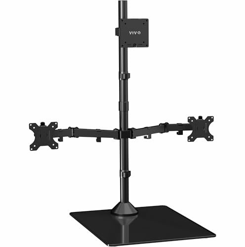 VIVO Ständer für dreifache Monitore, extra hoch, für bis zu 124,5 cm (49 Zoll) große Breiten auf der Mittelhalterung und 68,6 cm Bildschirme an seitlichen Halterungen, hält bis zu 20 kg, Basis aus