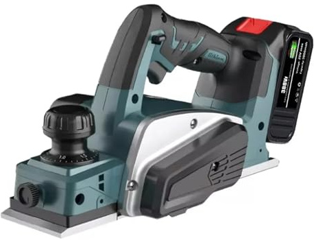 Raboteuse Électrique Rechargeable 18V, 15000 Tr/min, Outil De Coupe Du Bois Portatif Sans Fil Avec Clé For Batterie PonçAge Fin(Two battery)