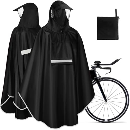 NEWIROVE Mantella Antipioggia Ciclismo Leggero Impermeabile Poncho Bicicletta Portatile Poncho Bicicletta Unisex Impermeabile Bici Riflettente Per Bici Elettriche Moto, Nero