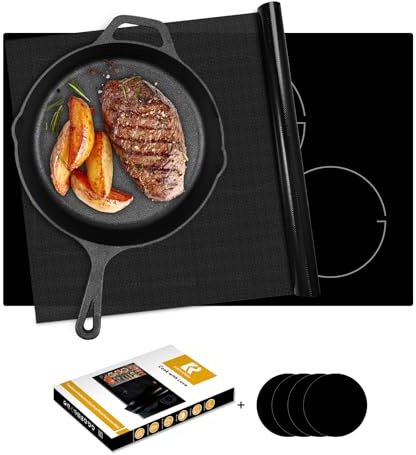 KitchenRaku Translucent Black Induction Hob Protector Mat, 90x54cm | Heat Resistant to 450℉, Safe for Magnetic Cooktops Cooking Use, Hob Protective Cover, Reusable, Non Slip, Dishwasher Safe