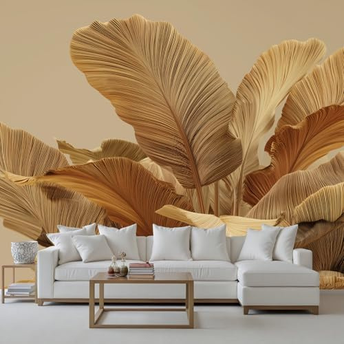 Wlujhia Papier Peint Feuilles De Palmier 150x105 cm Feuille Plant Photo Mural Décoration Revêtement Mural Poster Tableaux Muraux Pour Cuisine Salon et Chambre