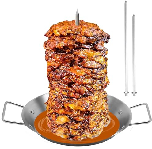 Grille verticale en acier inoxydable pour brochettes de viande – Grille de barbecue avec 3 pointes et poignée pour poulet entier, poisson, saucisse, steak – Parfait pour la cuisine en plein air et les