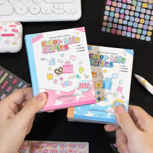 Zosutetoxo Sticker, Mini Sticker Book Accessori per Diario & Scrapbook, Piccoli Adesivi PET Estetici in Sky Blue per Agende & Fotocarte