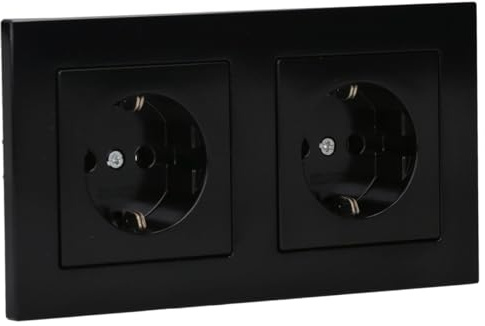 JUNG Serie A 2x SCHUKO Steckdose Set Schwarz | mit 2x A1520SW SCHUKO Steckdosen, A5582BFSW Rahmen 2-fach