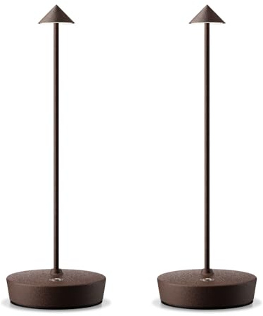 HYMZP Lámpara de Mesa sin Cable LED Recargable 6000mAh, 3 Modos de Luz, Brillo Regulable Táctil, IP54, con Memoria, para Dormitorio, Terraza y Exteriorr (2x Corten)