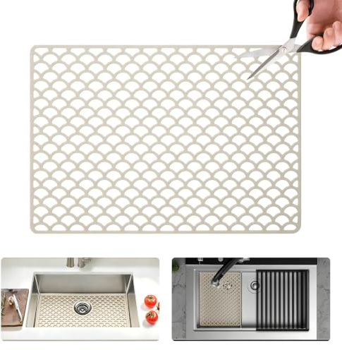 Volminex Sink Protector Mat, Cuttable Sink Mat, Off-White, 42×31cm