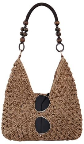 Byuexhp Summer Stroh Strandtasche Damen, Boho Trendy Beach Strohtasche, Schultertasche Für Damen Frauen Mädchen Ehefrauen Mütter Am Meer Und Poolbereich Picknicks Sommerurlaub