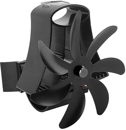 Garosa Ventilatore per Stufa a Legna a 7 Pale, con Attacco Magnetico Silenzioso per Camino, Termoventilatore Ecologico a Circolazione D'aria Silenziosa (BLACK)