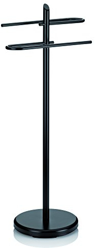 Kela 20543 Porte-Serviettes sur Pieds 2 Barres, Métal Noir, Hauteur 88 cm, 'Ken'