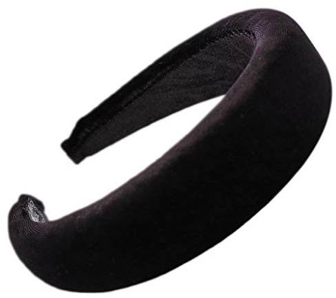 Siwetg Gepolsterter, breiter Haarreif für Damen, glänzender Samtstoff, 11 Farben schwarz