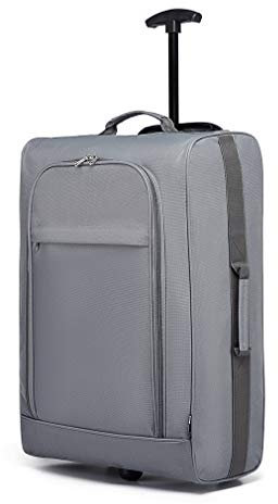 KONO Handgepäck Koffer Softcase Leicht Stoffkoffer Kabinentrolley Reisekoffer mit 2 Rollen Kleiner Koffer für Flugzeug Handgepäck für Lufthansa Eurowings Ryanair Rollkoffer Trolley Polyester (Grau)