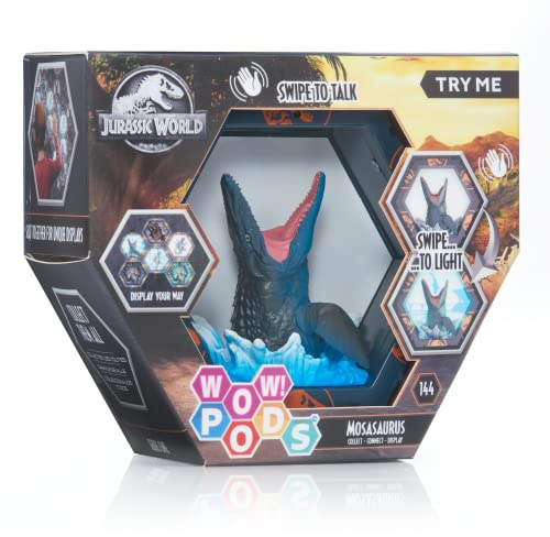 WOW! PODS - Colección Jurassic World - Mosasaurus (SFX) - Figura Coleccionable con luz, Efectos de Sonido y Sensor de Movimiento (Deqube 918JUR100503)