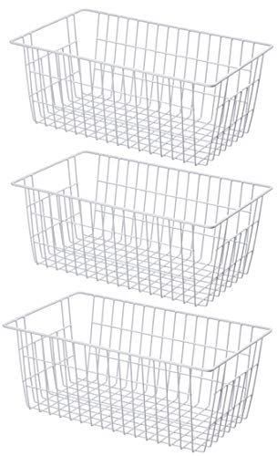 SANNO Große Gefrierkörbe, Metall, Aufbewahrungskorb, Drahtkorb, Aufbewahrungskorb für Küche, Speisekammer, Bad, 3er-Set große Metall-Bauernhof Lebensmittel, Obst Produkte