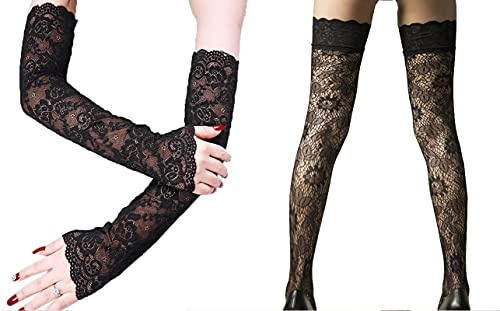 Lace Sleeves Misa Amane cosplay Lace Arm Sleeves Cold Weather Arm Warmers Lace Gloves Fingerless