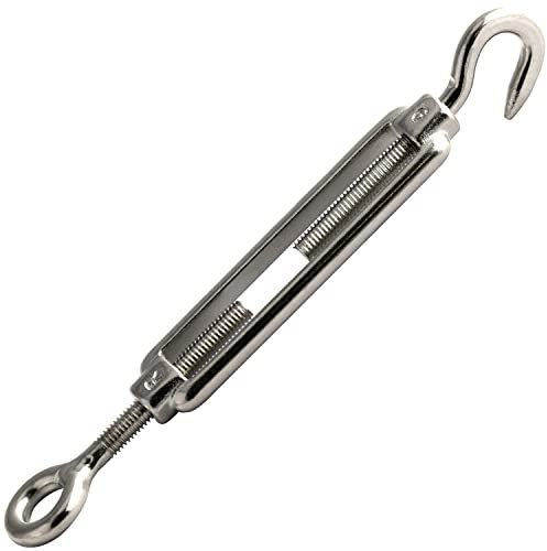 OPIOL QUALITY® Spannschloss Auge - Haken M6 aus Edelstahl A4 V4A (5 Stück) ähnl. DIN 1480 Spannschlösser Wantenspanner Drahtspanner Spannschraube Seilspanner